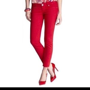 Express red denim jegging crop legging jeans pants
